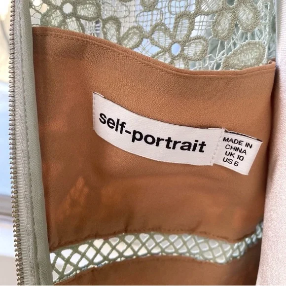 Self-Portrait Guipure Lace Midi Dress in Pistachio Green, Size 6 NWOT - Picture 5 of 16